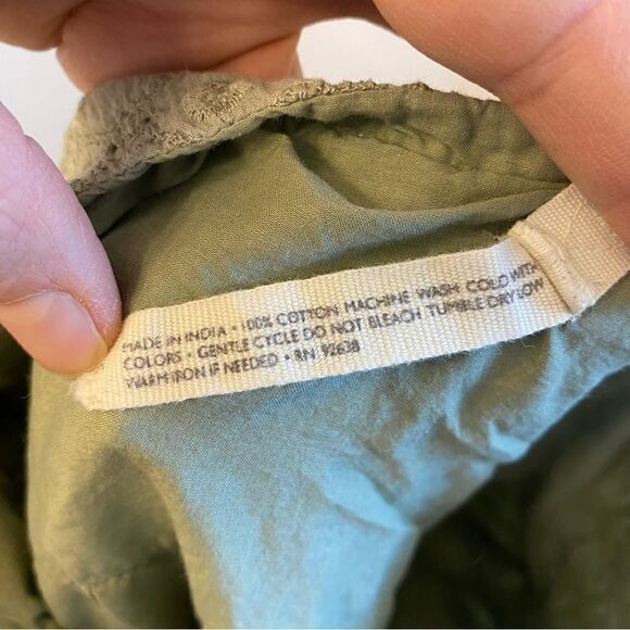 Fossil sage olive green lace eyelet bohemian cotton skirt- 6 Large - Picture 8 of 11